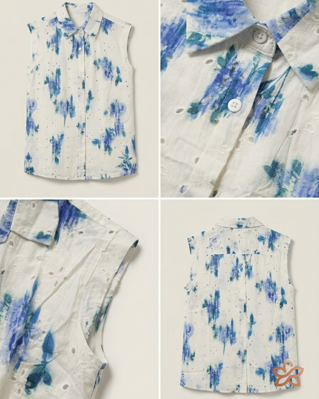 Blusa Sem Mangas com Bordado Floral