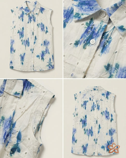 Blusa Sem Mangas com Bordado Floral