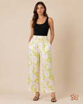 Calça Estampada de Perna Larga - Figueira