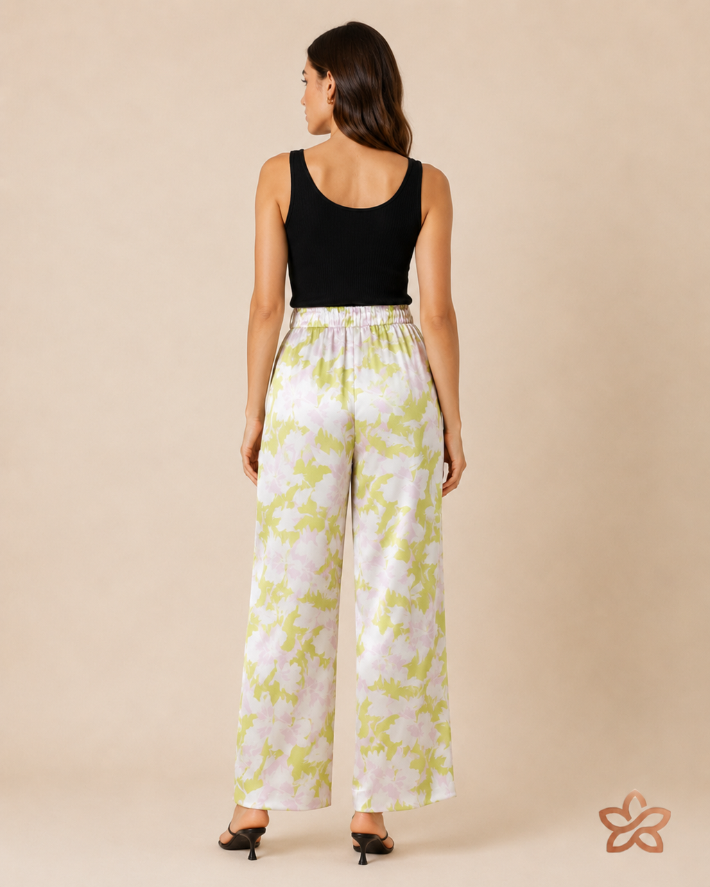 Calça Estampada de Perna Larga - Figueira