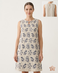 Vestido Curto Sem Mangas com Bordados Florais